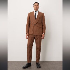 Mens 46R 38x32 brown shawl collar suit / NEW